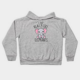 I Just Really Like Elephants Funny Kids Hoodie